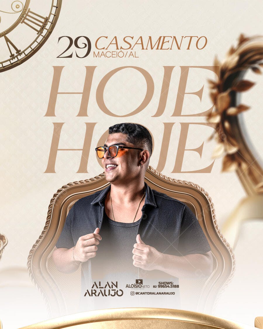 Flyer Casamento 29 MACEIÓ HOJE com Cantor Alan Araujo PSD Editável
