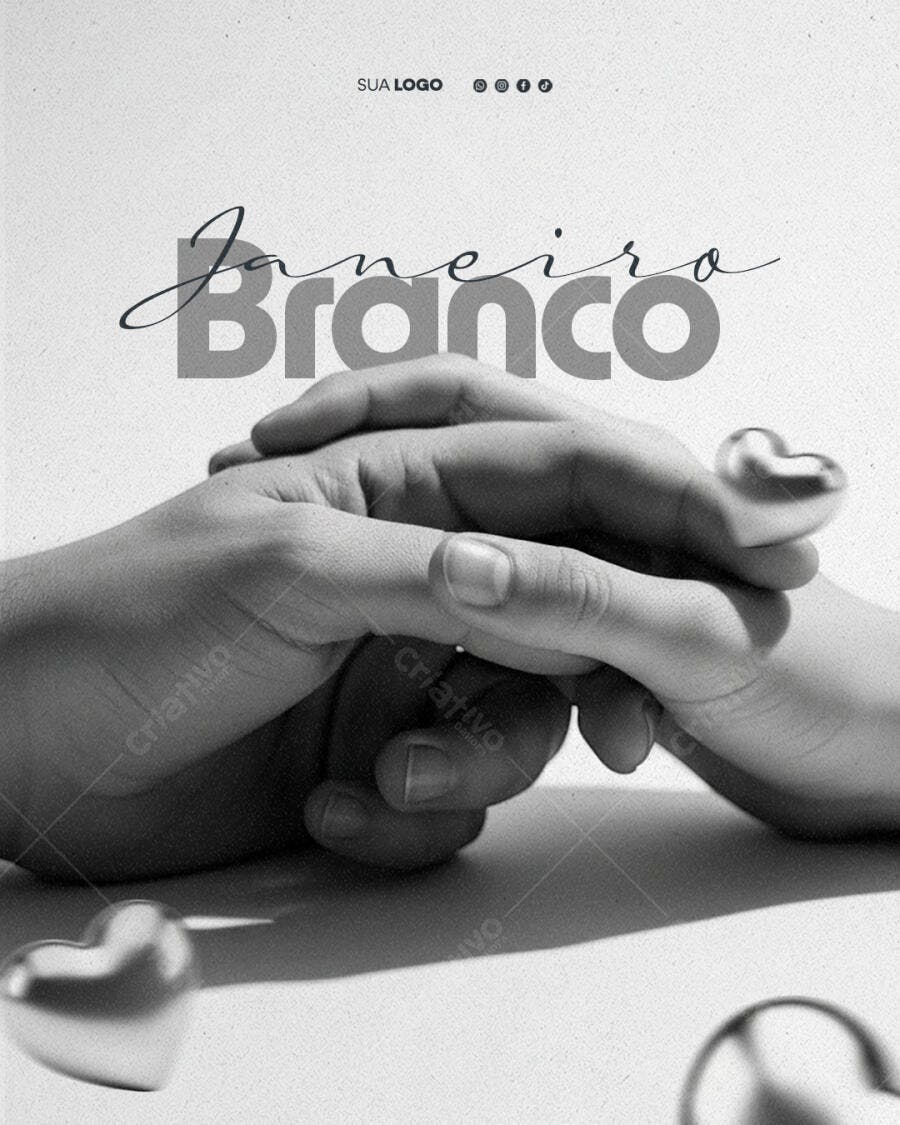 Flyer para Janeiro Branco Conscientização Saúde Mental PSD Editável