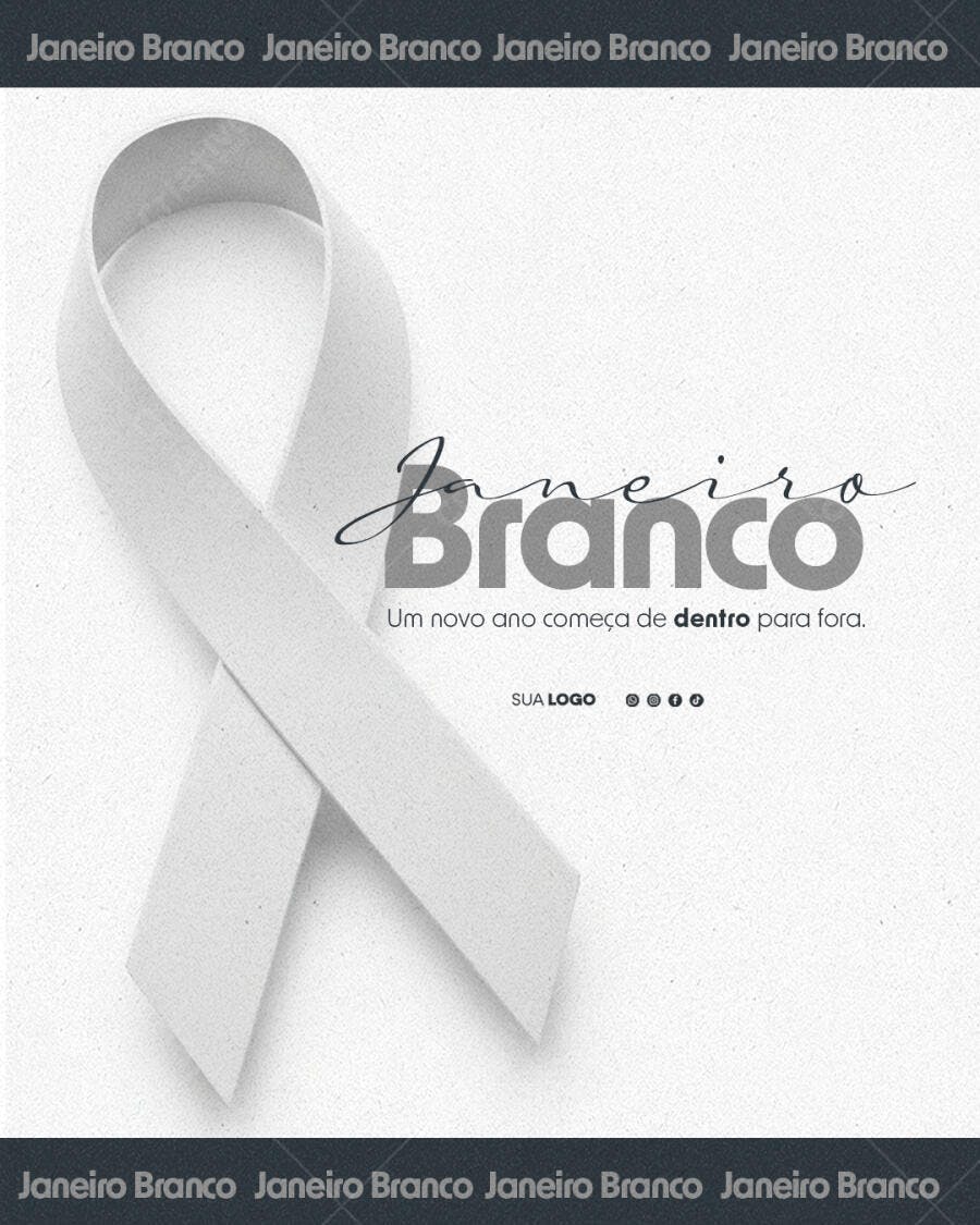 Post Janeiro Branco para Saúde Mental PSD Editável