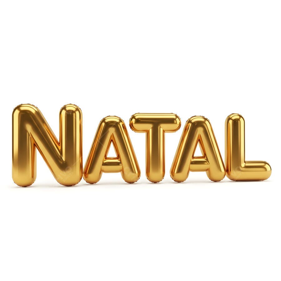 Natal letras douradas balão 3D celebração fim de ano