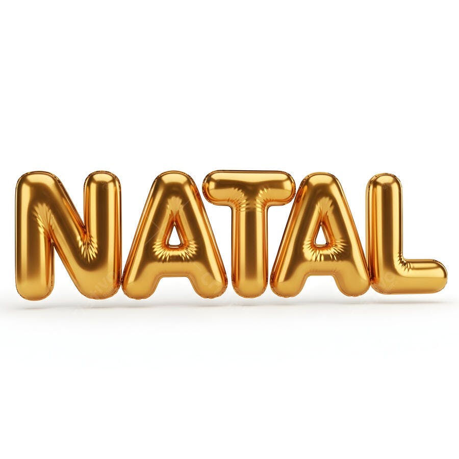 Natal em balões dourados brilhantes sobre fundo branco festivo