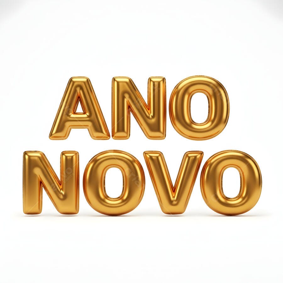 Ano Novo 3D dourado em fundo branco celebração festiva