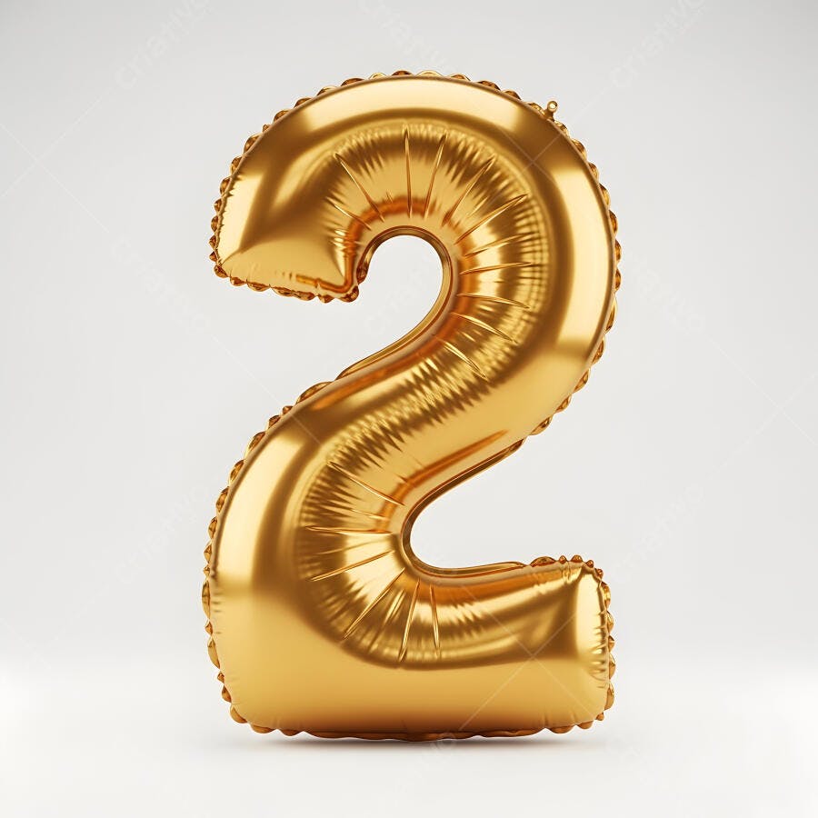 Balão dourado número 2 para celebração de aniversário e eventos