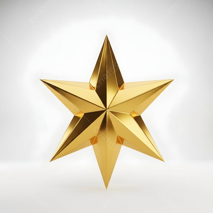 Estrela dourada 3D brilhante isolada em fundo branco