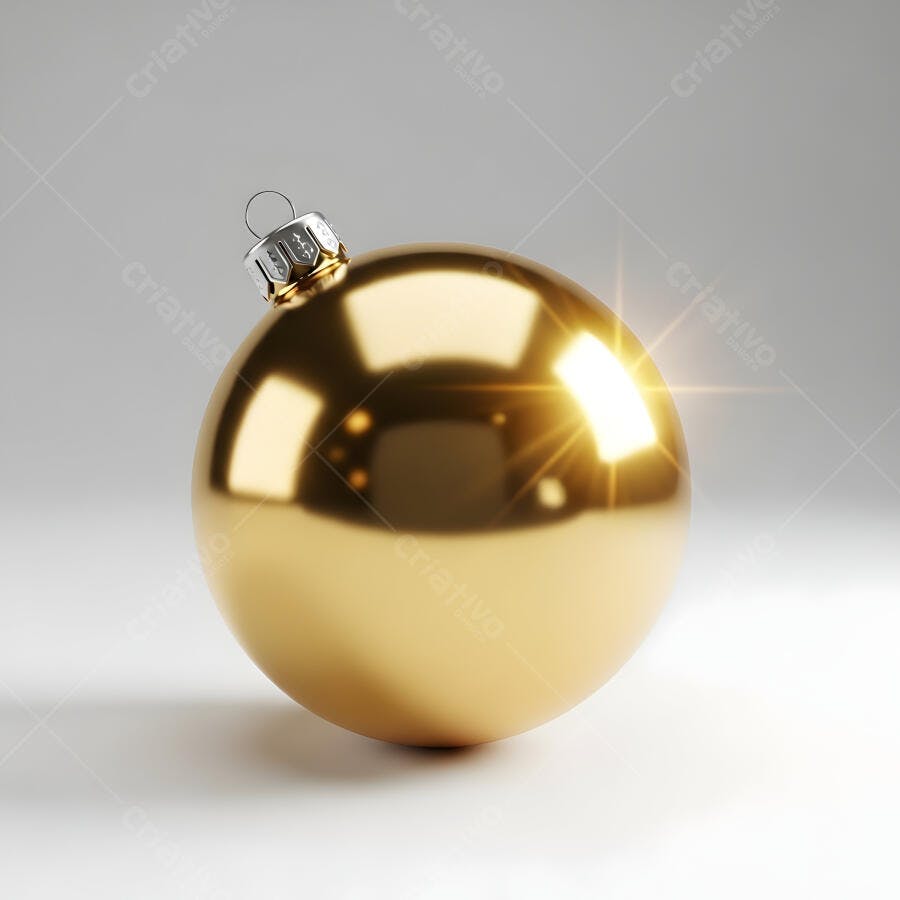 Bola de Natal dourada brilhante em fundo claro ornamento festivo