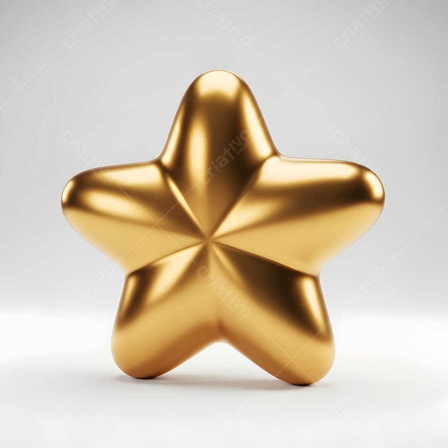 Estrela dourada 3D brilhante em fundo branco
