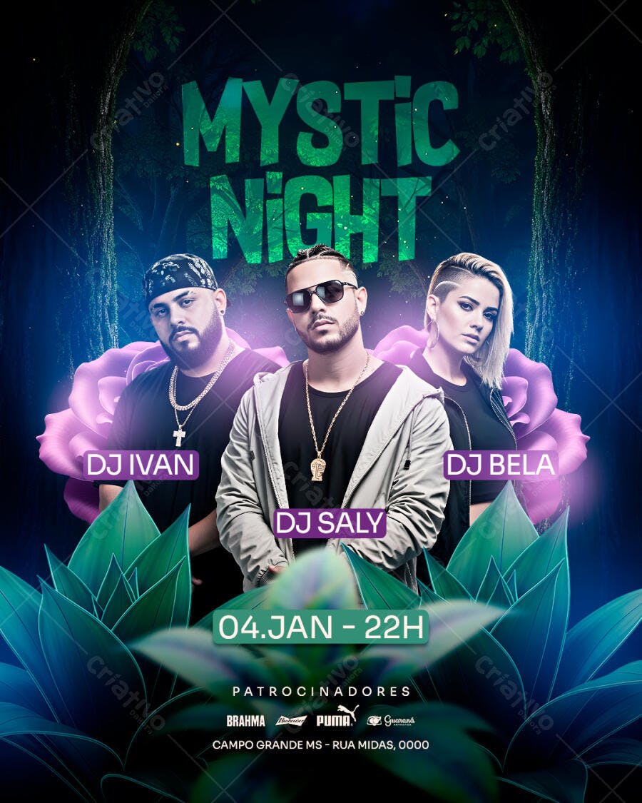 Flyer Festa Djs Mystic Night PSD Editável