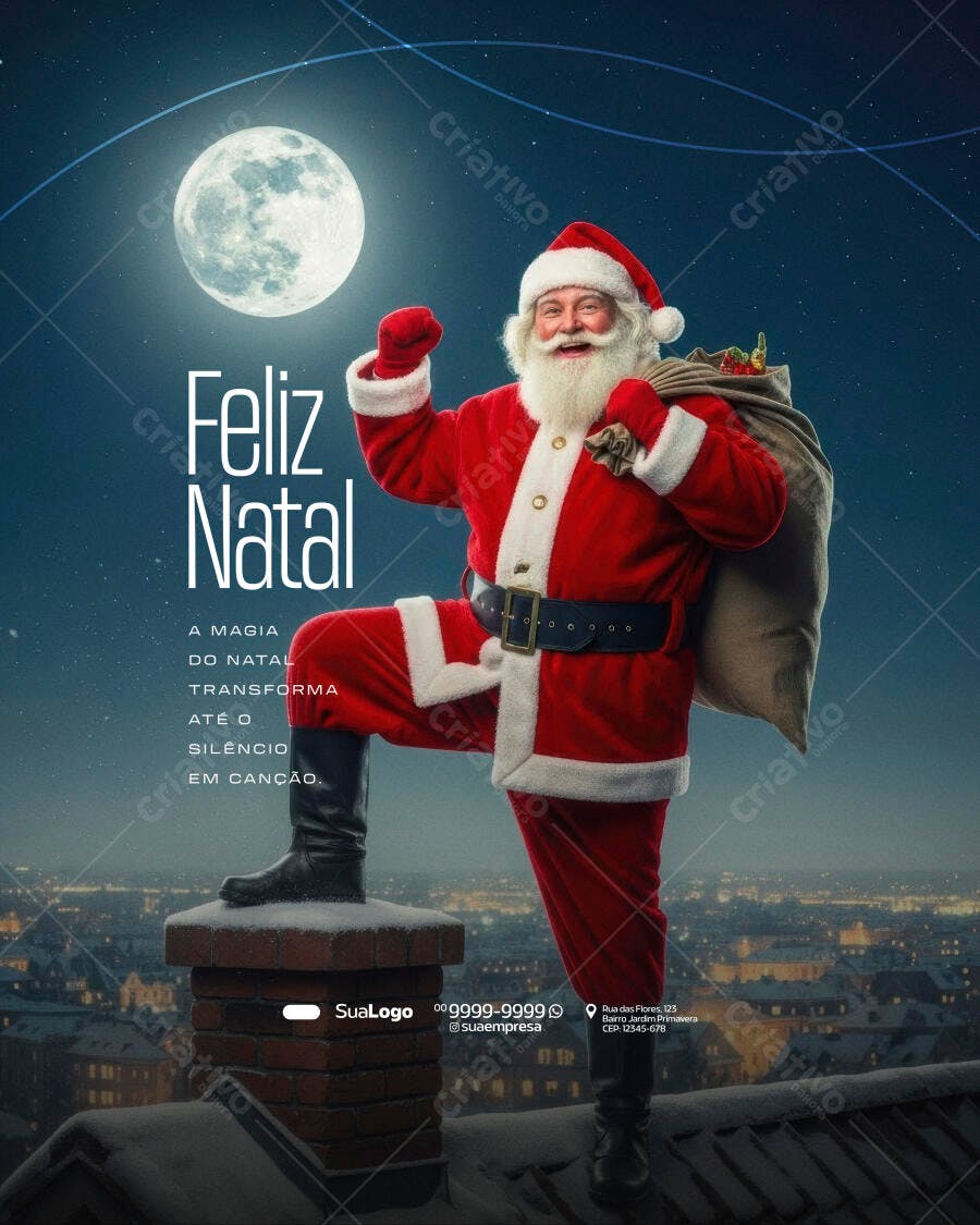 Flyer Natal Papai Noel Chaminé PSD Editável