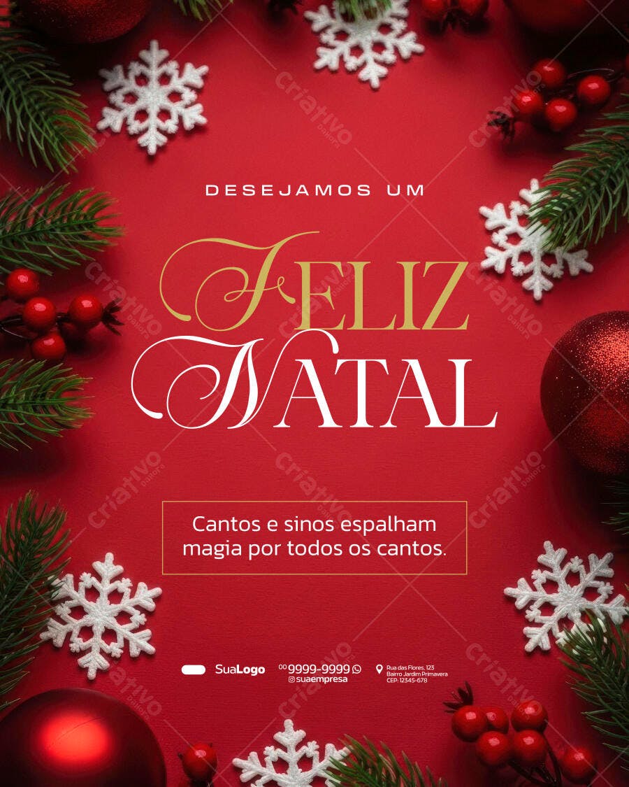 Flyer de Natal Desejamos Um Feliz Natal PSD Editável