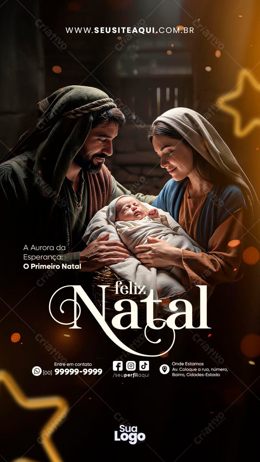 Post Instagram para Celebração Primeiro Natal PSD Editável