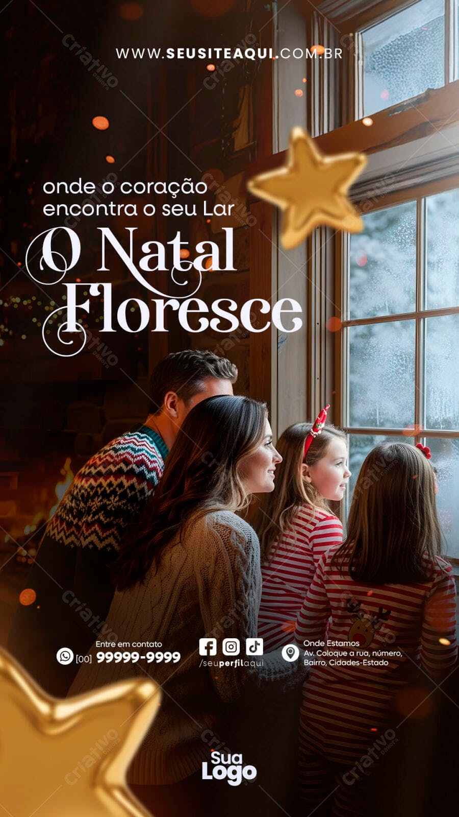 Flyer Natalino Família na Janela PSD Editável
