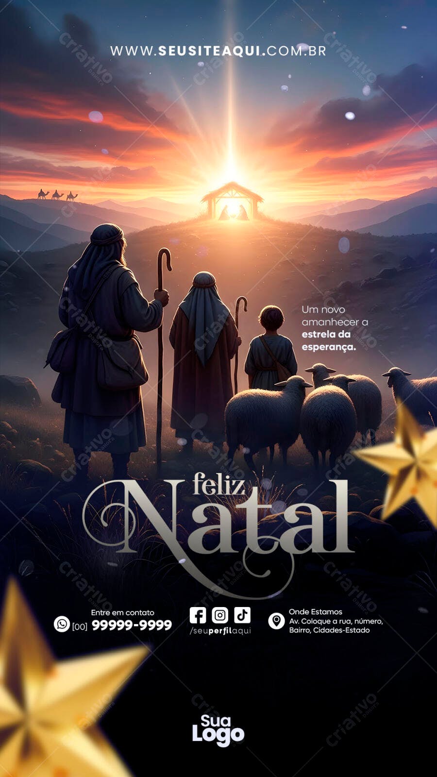 Flyer Natalino Estrela Guia Pastores PSD Editável