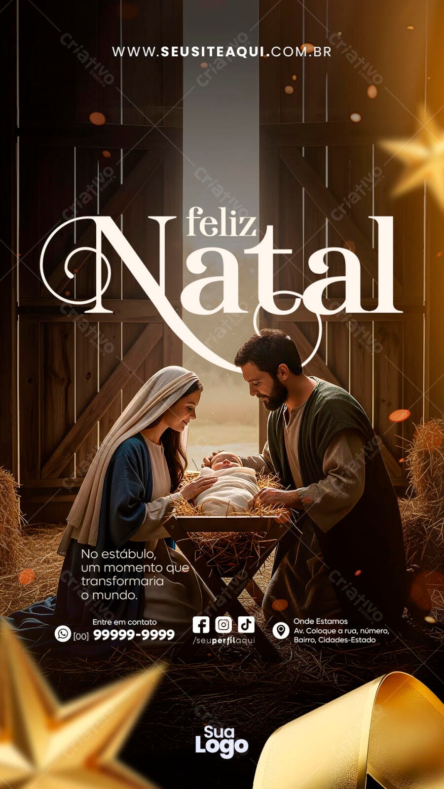 Post Instagram Natal Estábulo Sagrada Família PSD Editável