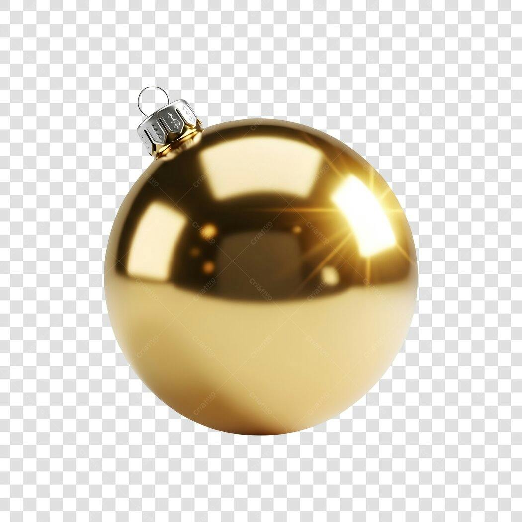 Decoração Natalina Bola Dourada Brilhante PNG com fundo transparente