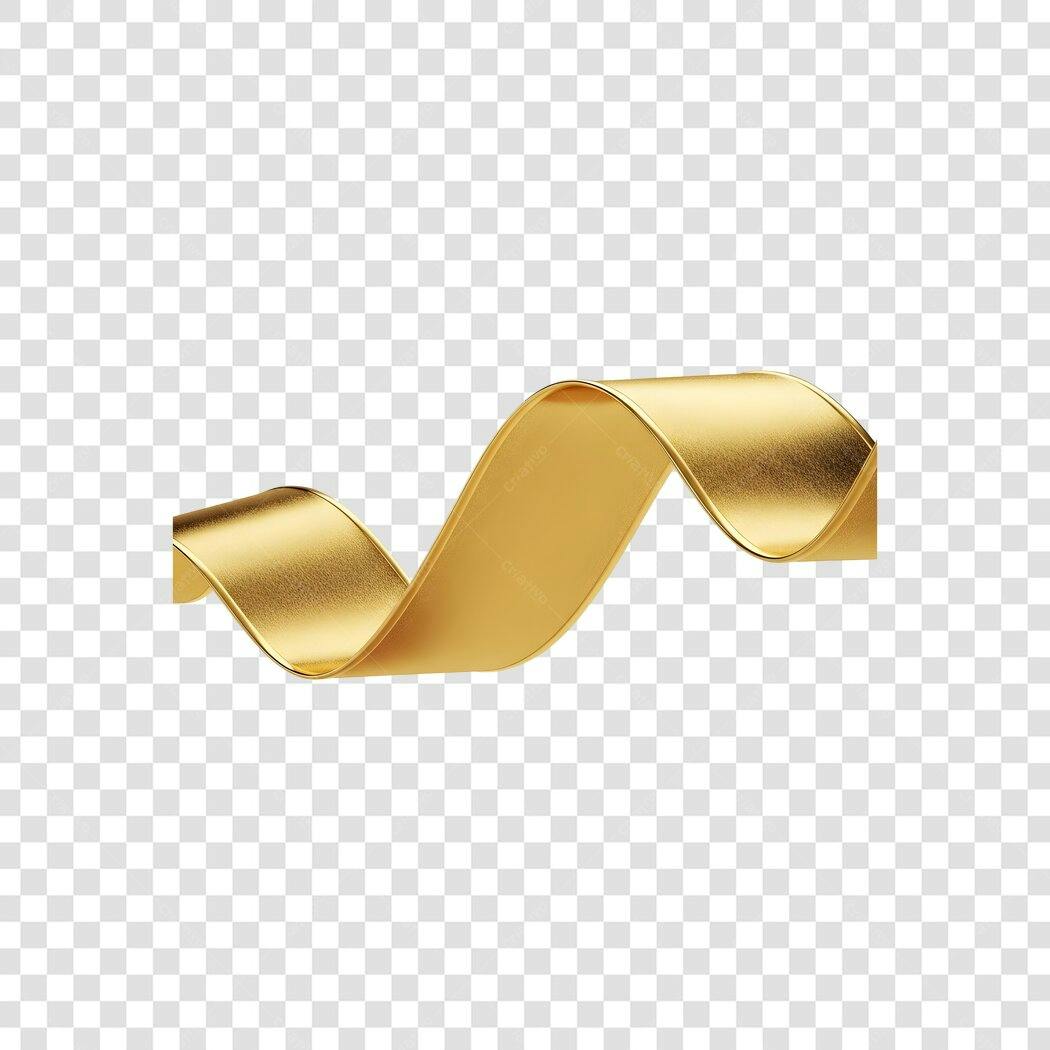Faixa decorativa dourada ondulada PNG com fundo transparente para celebrações