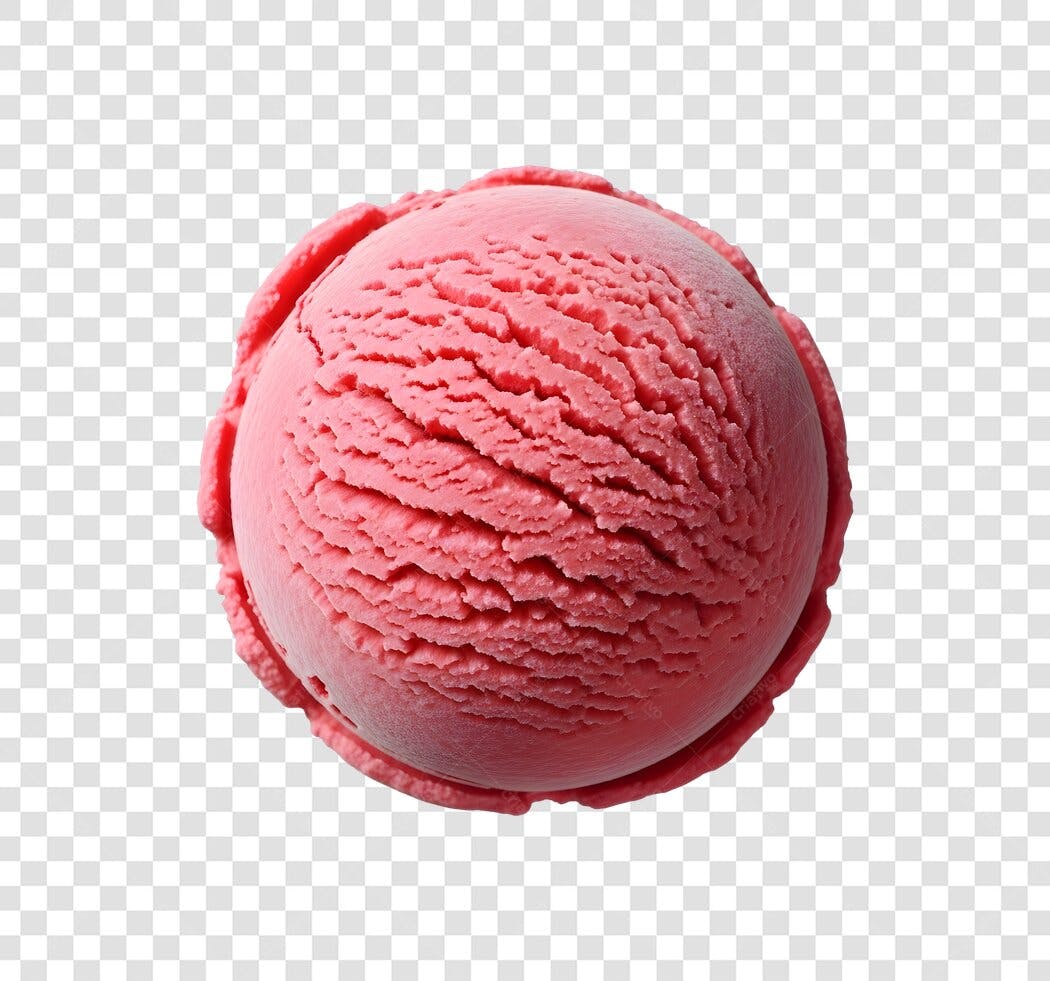 Elemento gráfico bola de sorvete rosa morango PNG com fundo transparente
