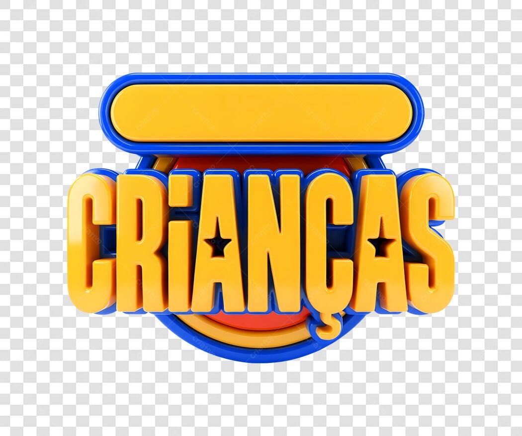 Selo 3D Dia das Crianças Amarelo Azul Vermelho com Estrela PNG com fundo transparente
