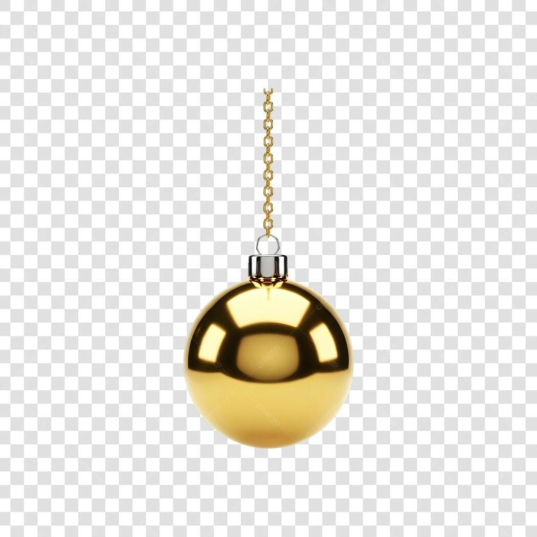 Enfeite Natalino Bola Dourada Brilhante PNG com fundo transparente