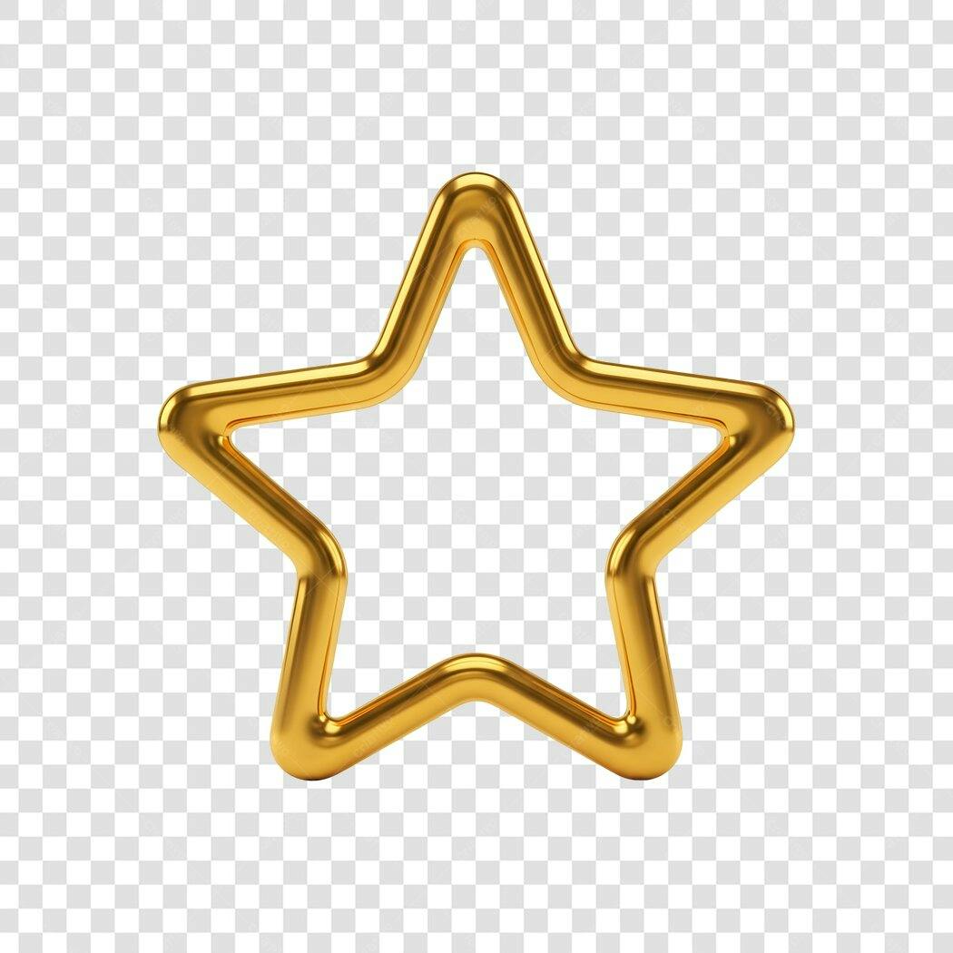 Ícone Estrela Dourada 3D Vazada PNG com fundo transparente