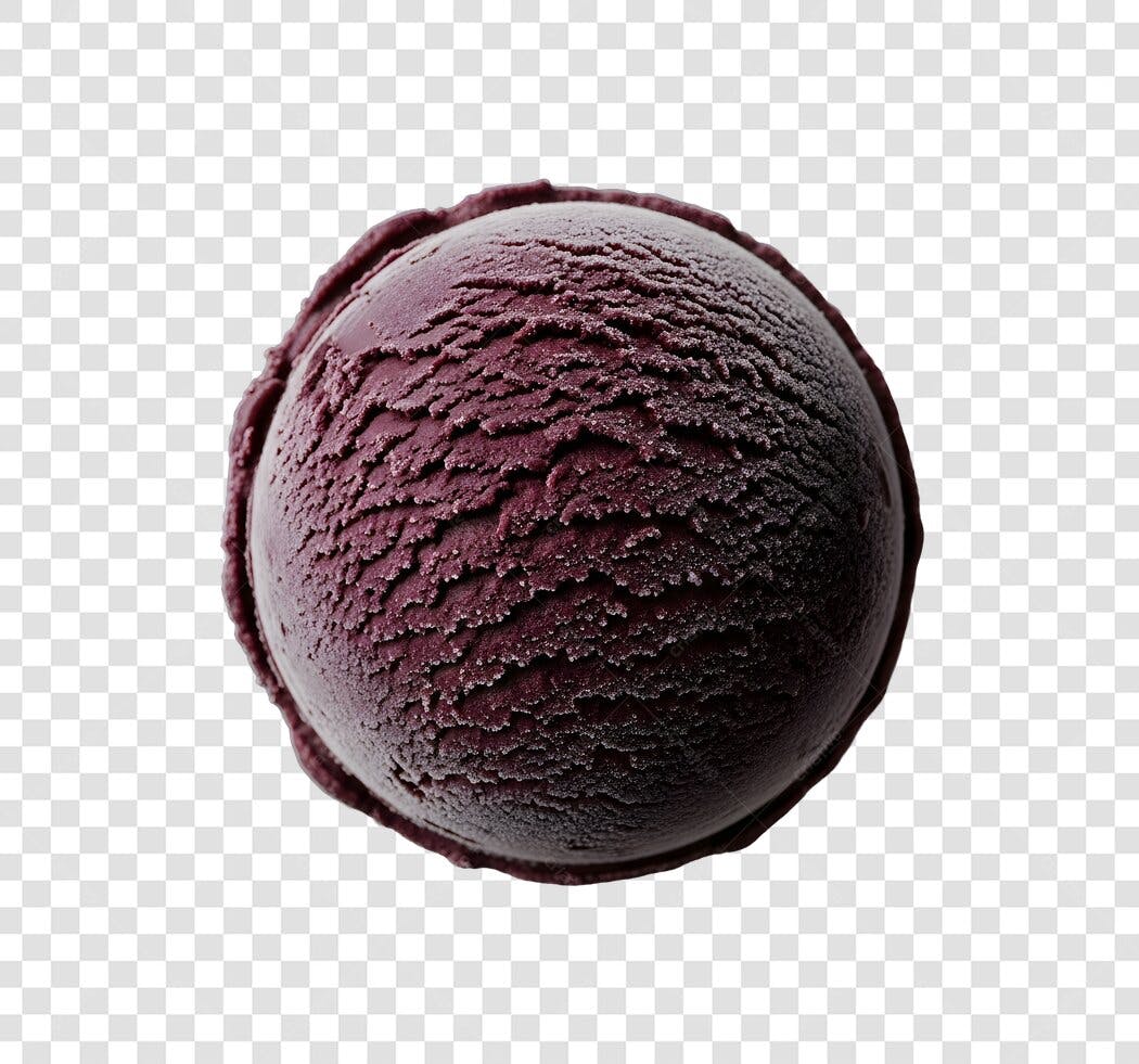 Alimento Sorvete Bola Sabor Açaí Roxo PNG com fundo transparente
