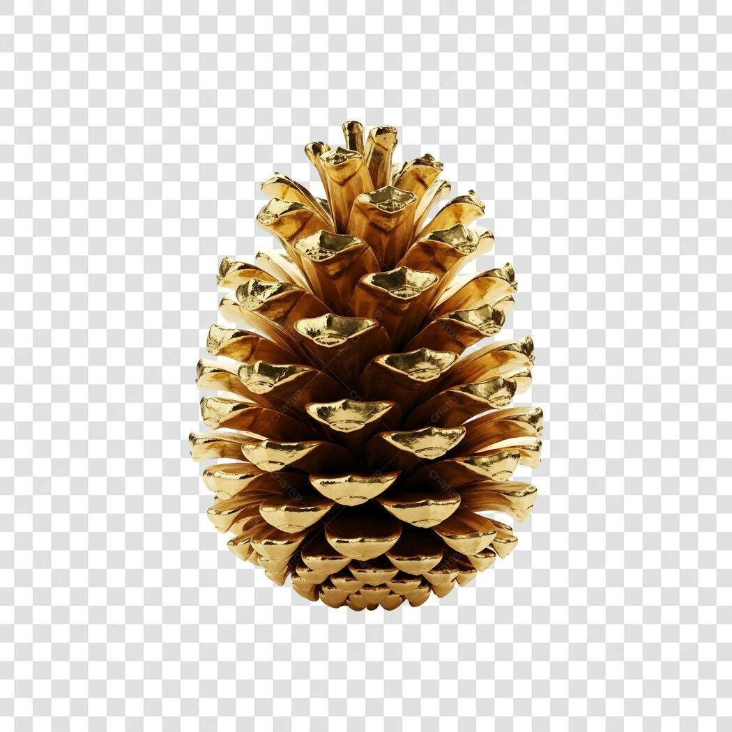 Item de Decoração Pinha Dourada Natal e Festas PNG com fundo transparente