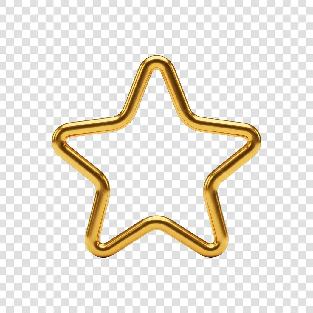 Ícone Estrela Dourada Contorno 3D Premium PNG com fundo transparente