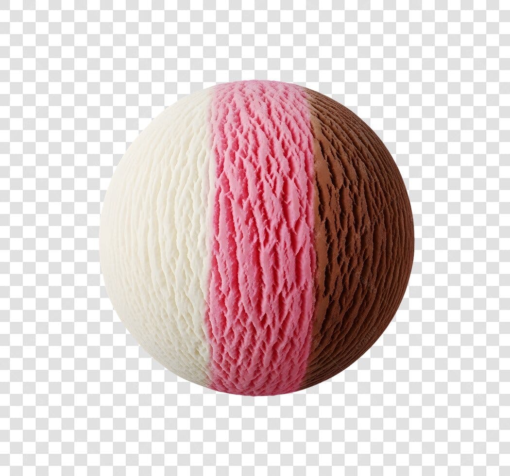 Elemento gráfico Bola de Sorvete Napolitano baunilha morango chocolate PNG com fundo transparente