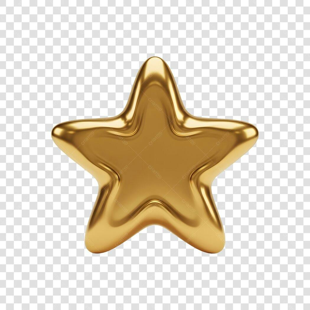 Icone Estrela Dourada 3D Brilhante Premium PNG com fundo transparente