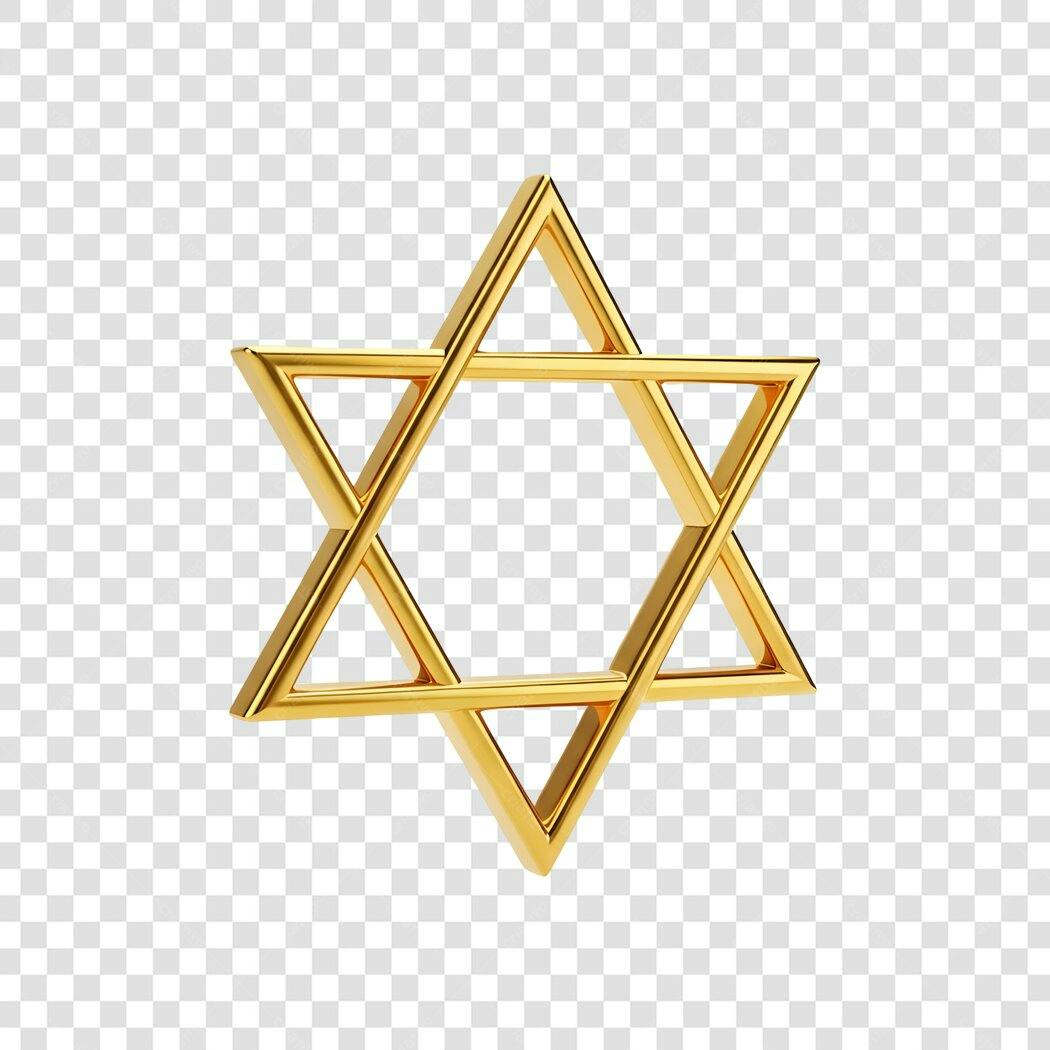 Símbolo Estrela de Davi dourada 3D para celebração judaica PNG com fundo transparente
