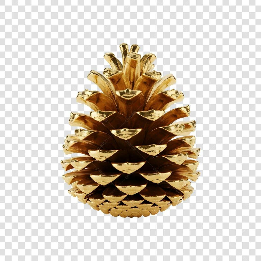 Objeto Decorativo Pinha Dourada Brilhante Natal PNG com fundo transparente