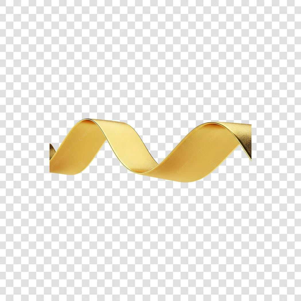 Fita dourada 3D ondulada para celebração PNG com fundo transparente