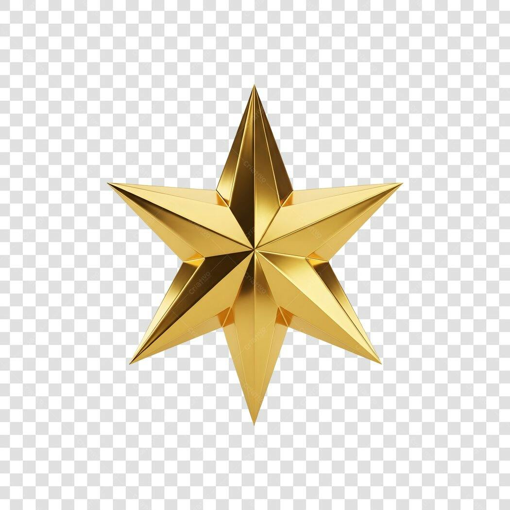 Ícone Estrela Dourada 3D Natal Celebração PNG com fundo transparente