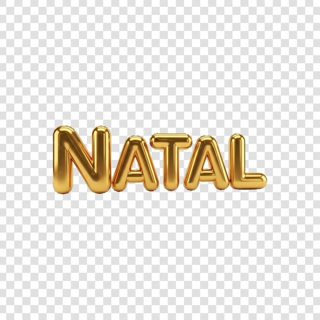 Texto 3D Natal dourado para posts e banners PNG com fundo transparente