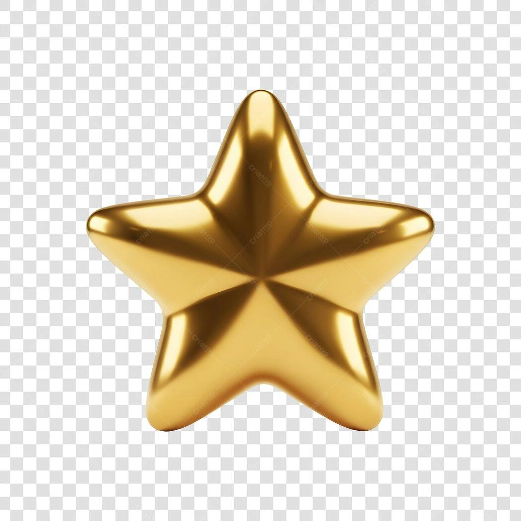 Ícone Estrela Dourada 3D Prêmio Qualidade Celebração PNG com fundo transparente