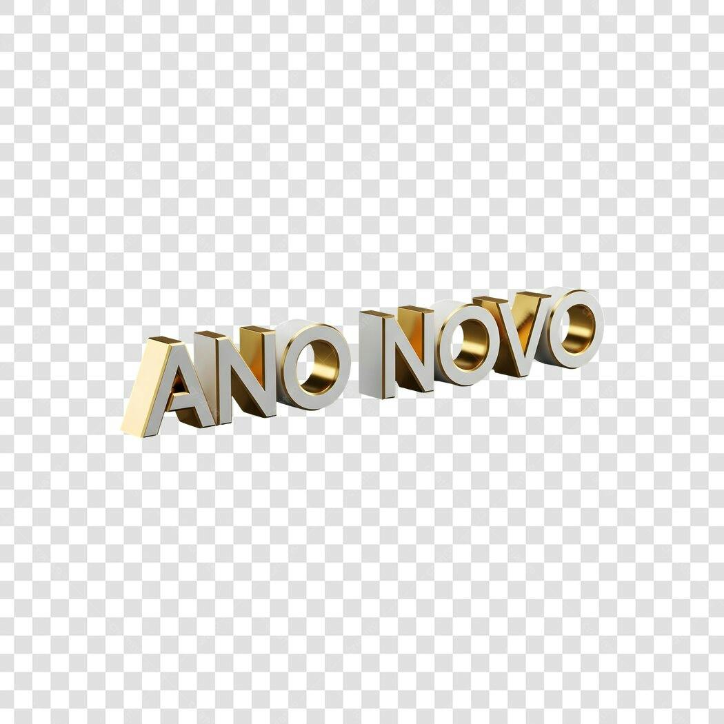 Elemento 3D para Ano Novo Dourado e Branco PNG com fundo transparente