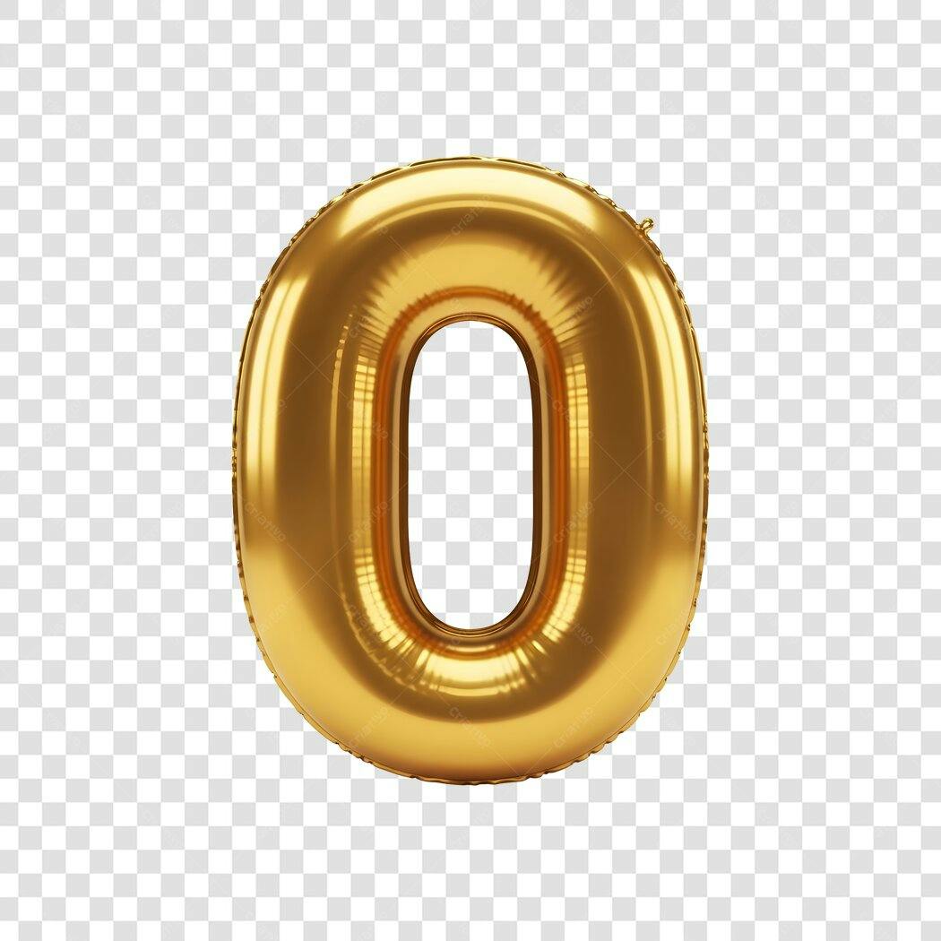 Elemento Gráfico Número 0 Dourado Metálico Celebração PNG com fundo transparente