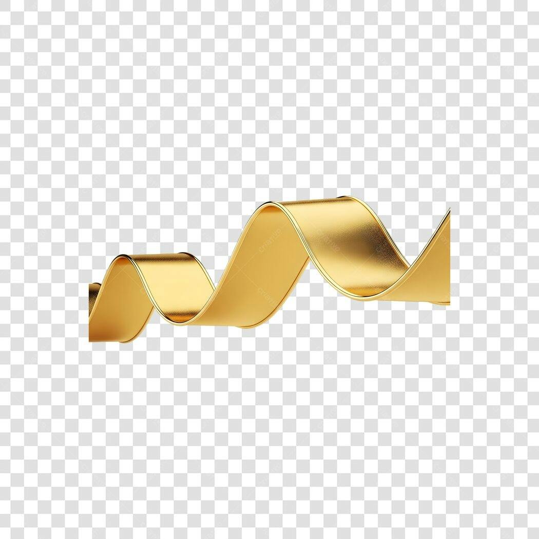 Elemento gráfico dourado luxuoso ondulado 3D PNG com fundo transparente