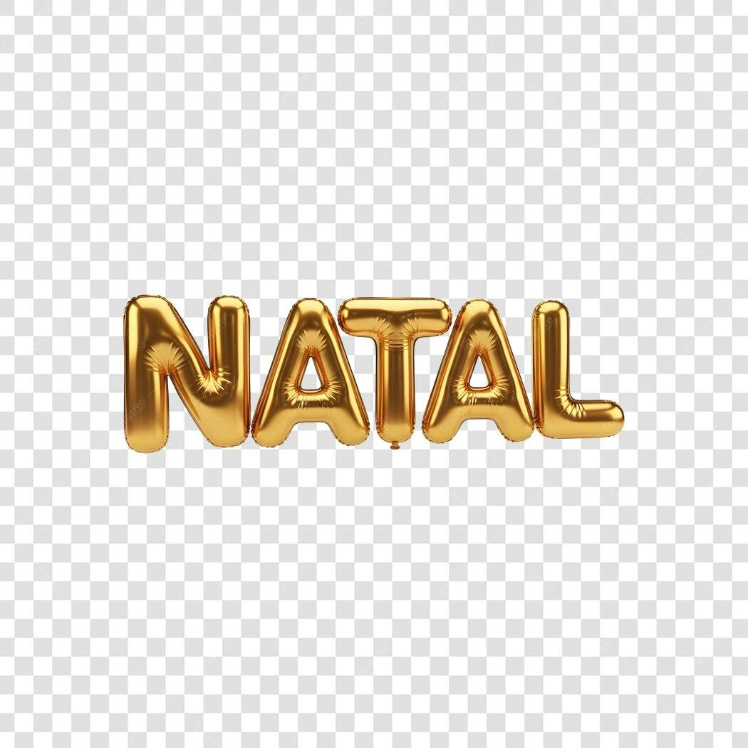 Balão 3D Natal Dourado 25 de Dezembro PNG com fundo transparente