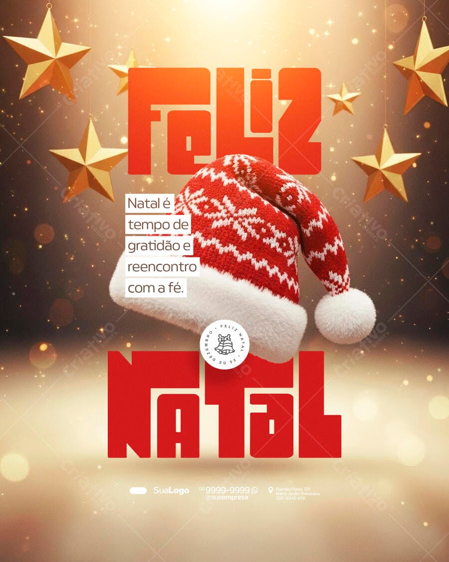 Flyer Digital Feliz Natal Gratidão e Fé PSD Editável