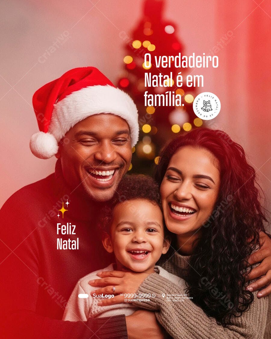 Flyer Natal Família Negra Feliz PSD Editável