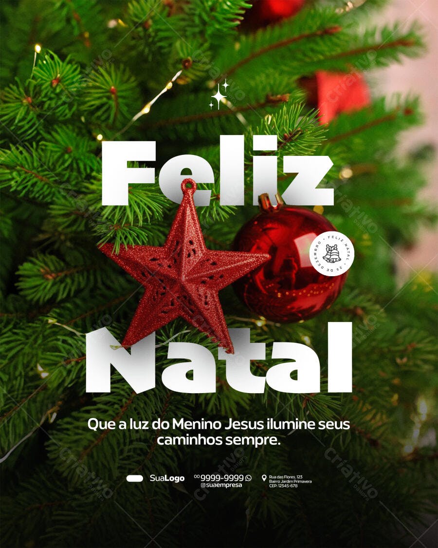 Post para Redes Sociais Natalino com Mensagem Cristã PSD Editável