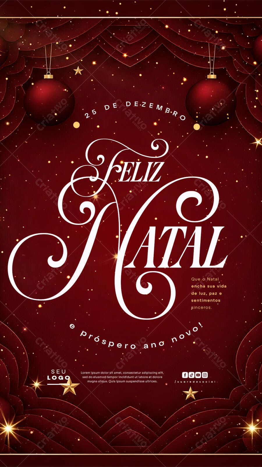 Flyer Feliz Natal e Próspero Ano Novo PSD Editável