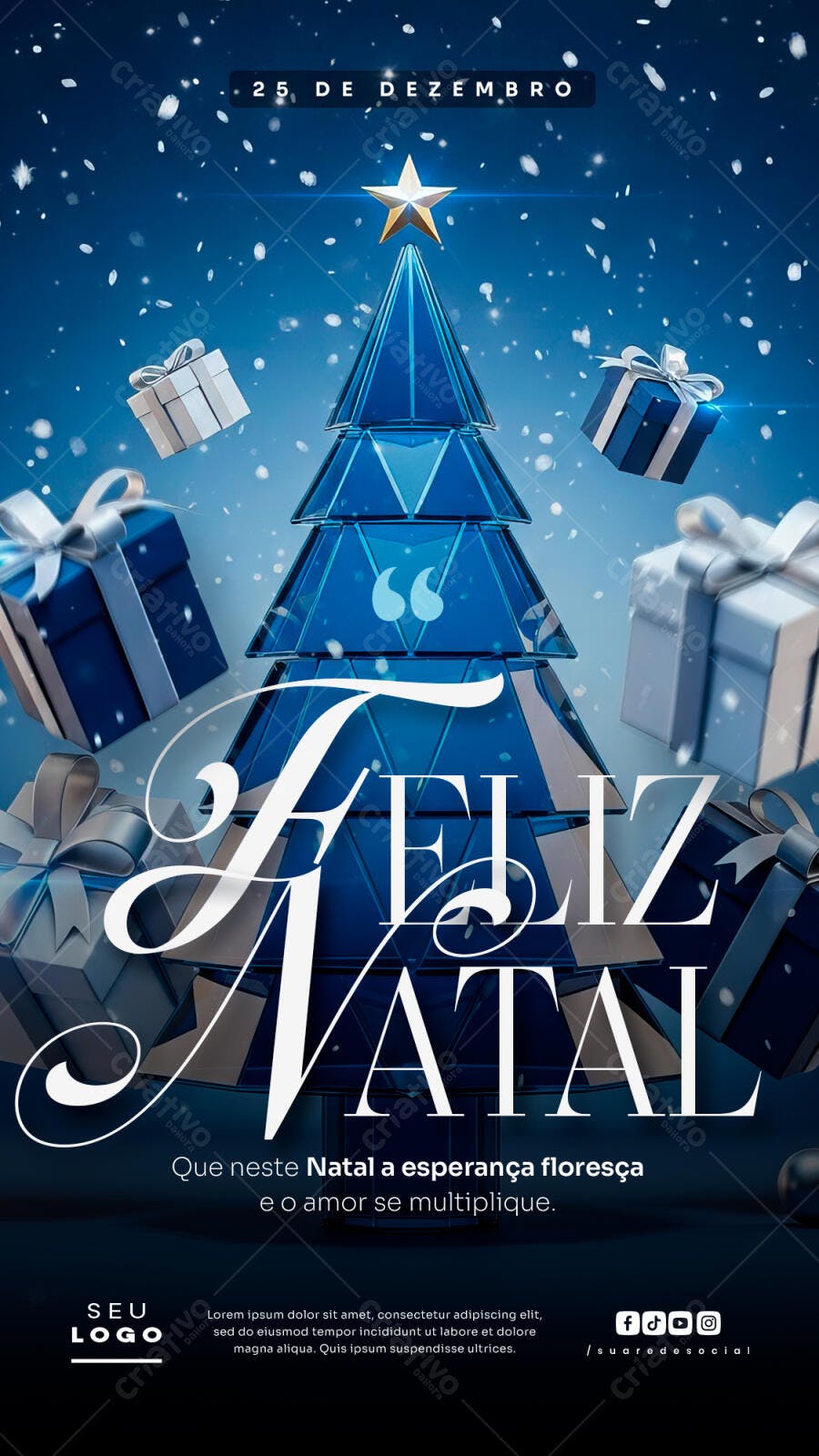 Post de Redes Sociais Feliz Natal 25 de Dezembro PSD Editável