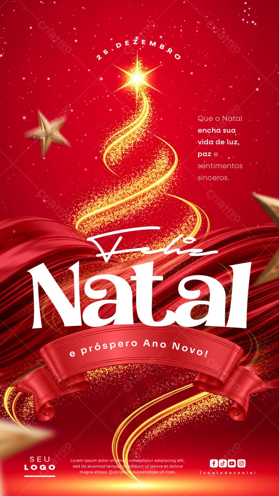 Post para Redes Sociais Feliz Natal e Ano Novo PSD Editável