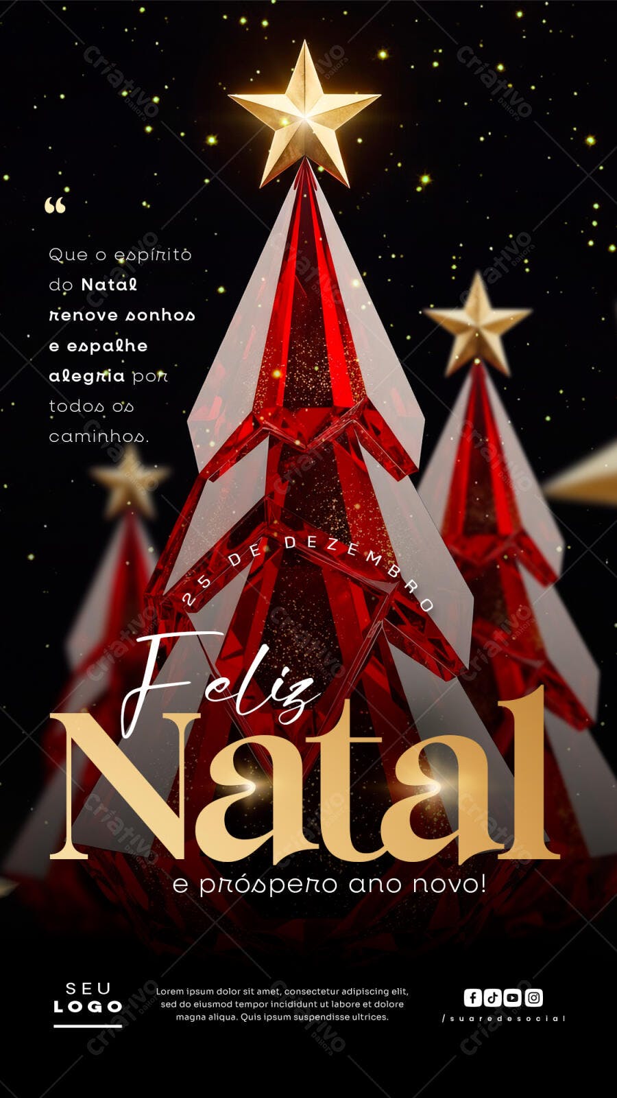 Flyer de Feliz Natal e Próspero Ano Novo PSD Editável