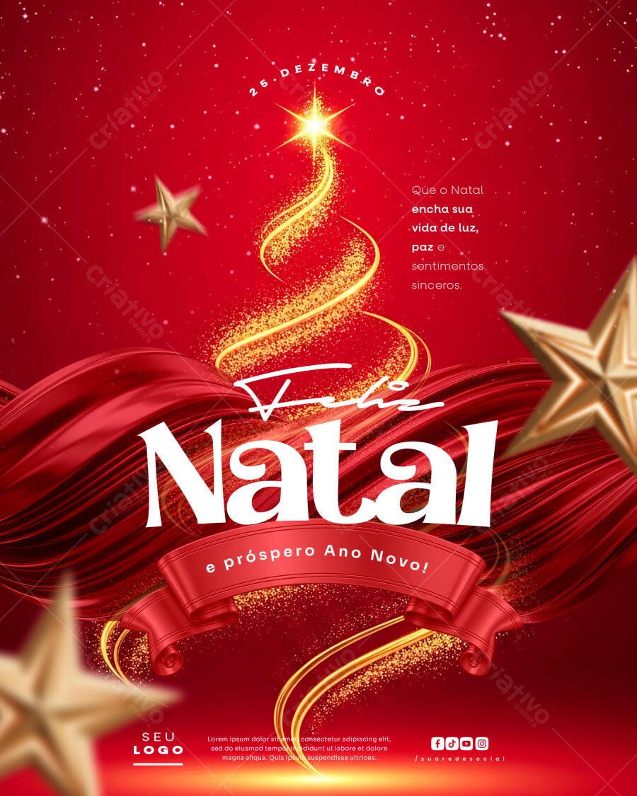 Flyer de Feliz Natal e Próspero Ano Novo PSD Editável