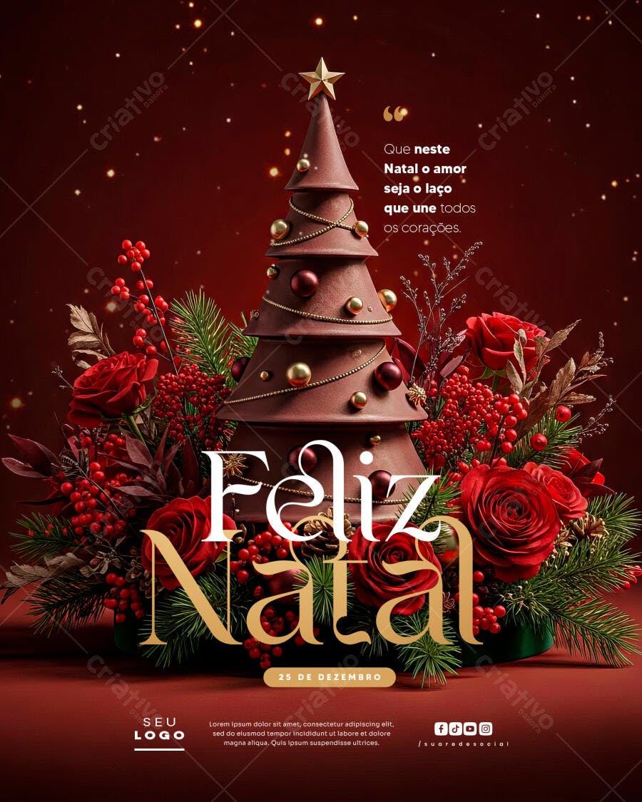 Flyer Feliz Natal 25 de Dezembro PSD Editável
