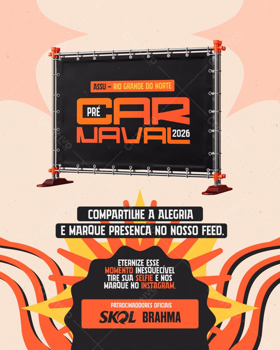 Banner de Evento Pré Carnaval 2026 Assu RN PSD Editável