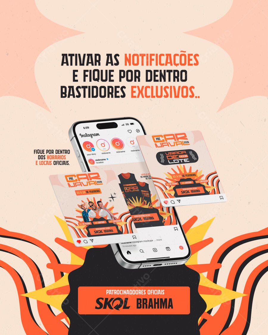 Flyer Instagram para Pré Carnaval 2026 PSD Editável