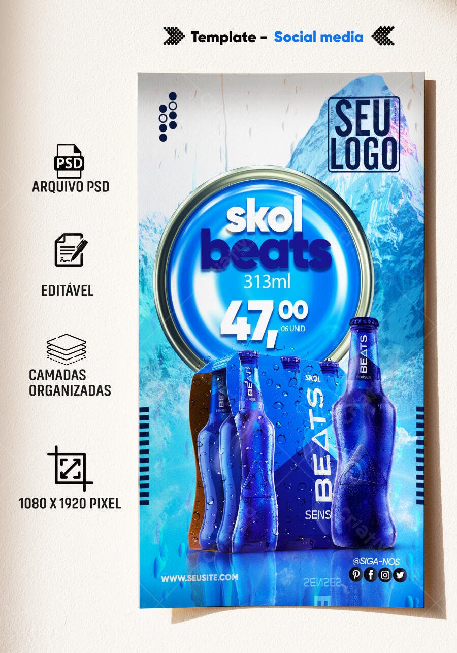 Flyer Promocional Skol Beats 06 Unidades PSD Editável